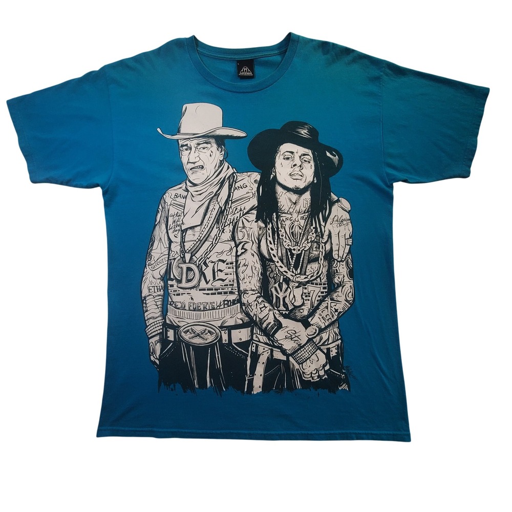 Upper Playground Munk One John Wayne Lil Wayne Graphic Tee Blue Mens Large